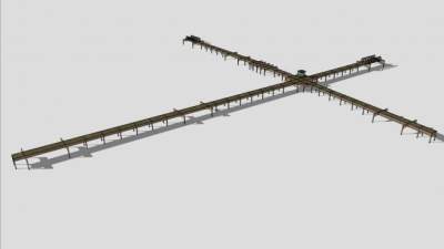 十字高架铁路桥SU模型下载_sketchup草图大师SKP模型