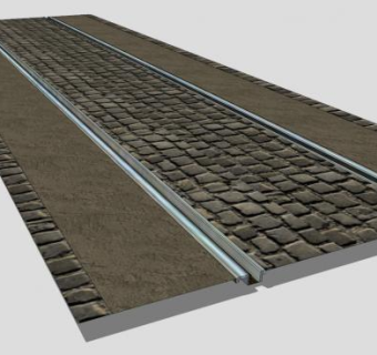 有轨电车直轨道路SU模型下载_sketchup草图大师SKP模型