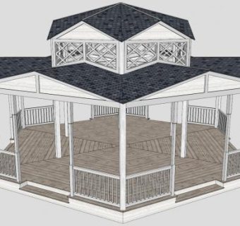 现代花园凉亭SU模型下载_sketchup草图大师SKP模型