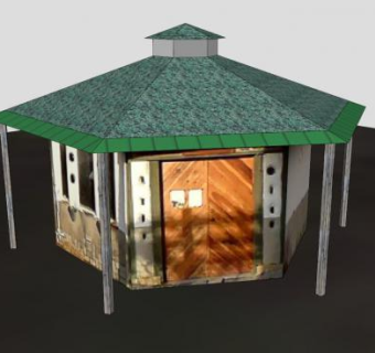 自然建筑馆凉亭外观SU模型下载_sketchup草图大师SKP模型