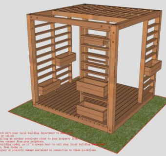 现代方形藤架凉亭SU模型下载_sketchup草图大师SKP模型