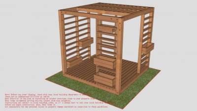 现代方形藤架凉亭SU模型下载_sketchup草图大师SKP模型