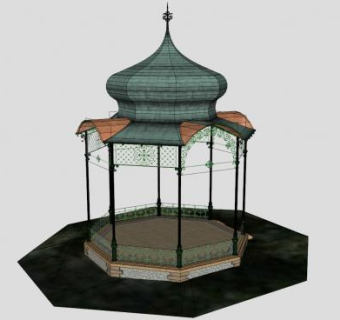亚洲风格铁艺凉亭SU模型下载_sketchup草图大师SKP模型