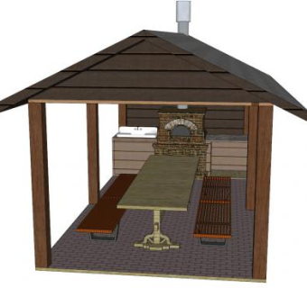 现代壁炉凉亭SU模型下载_sketchup草图大师SKP模型