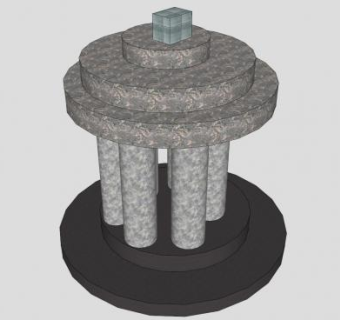 石柱圆顶凉亭SU模型下载_sketchup草图大师SKP模型