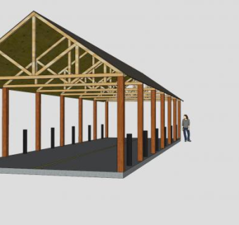 现代公共凉亭场所SU模型下载_sketchup草图大师SKP模型