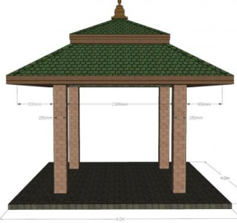 现代仿古四角亭SU模型下载_sketchup草图大师SKP模型