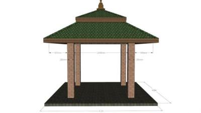 现代仿古四角亭SU模型下载_sketchup草图大师SKP模型