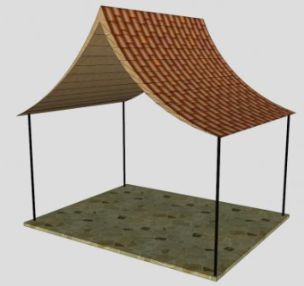 尖顶瓦砖凉亭SU模型下载_sketchup草图大师SKP模型