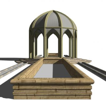 户外圆顶观景亭SU模型下载_sketchup草图大师SKP模型