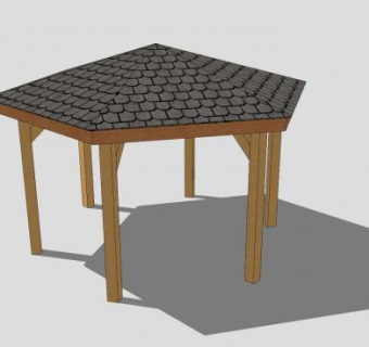 现代仿古六角亭SU模型下载_sketchup草图大师SKP模型