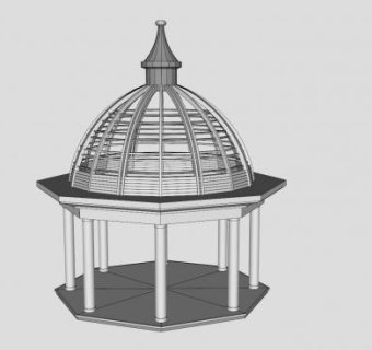 亚洲风格圆顶凉亭SU模型下载_sketchup草图大师SKP模型