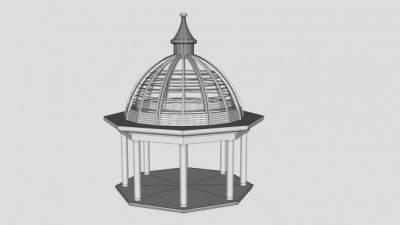 亚洲风格圆顶凉亭SU模型下载_sketchup草图大师SKP模型