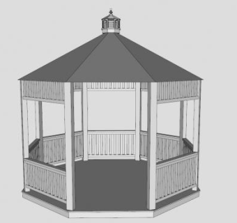 现代仿古八角亭SU模型下载_sketchup草图大师SKP模型