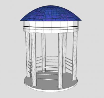 现代圆顶亭子SU模型下载_sketchup草图大师SKP模型