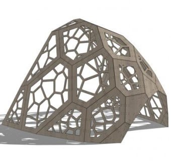 现代创意不规则镂空亭子外观SU模型下载_sketchup草图大师SKP模型