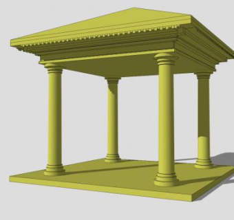 现代罗马四柱凉亭SU模型下载_sketchup草图大师SKP模型