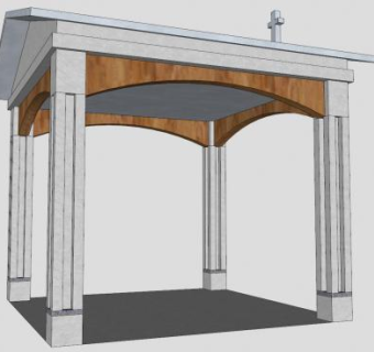 现代教会四柱凉亭SU模型下载_sketchup草图大师SKP模型