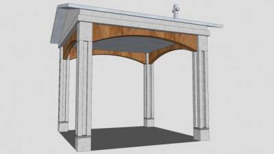 现代教会四柱凉亭SU模型下载_sketchup草图大师SKP模型