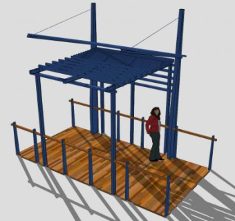 露天遮蔽庭院凉棚走道SU模型下载_sketchup草图大师SKP模型