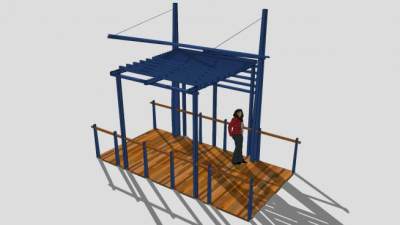露天遮蔽庭院凉棚走道SU模型下载_sketchup草图大师SKP模型