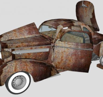 破旧生锈的别克老轿车SU模型_su模型下载 草图大师模型_SKP模型