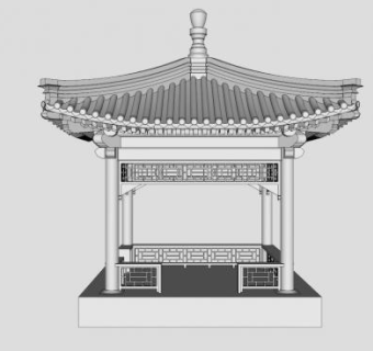 清官式四角攒尖亭SU模型下载_sketchup草图大师SKP模型