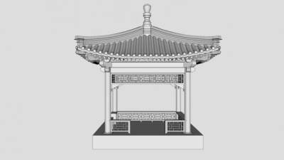 清官式四角攒尖亭SU模型下载_sketchup草图大师SKP模型