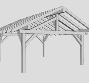 现代庭院木架亭SU模型下载_sketchup草图大师SKP模型