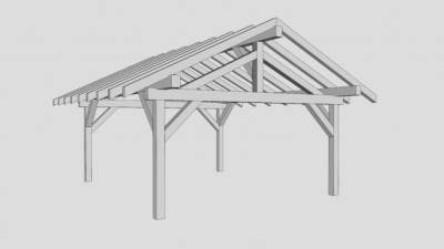 现代庭院木架亭SU模型下载_sketchup草图大师SKP模型