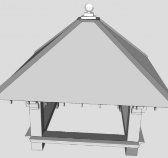 简易四角凉亭SU模型下载_sketchup草图大师SKP模型