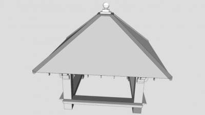 简易四角凉亭SU模型下载_sketchup草图大师SKP模型