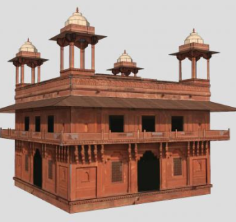 建筑物屋顶四角亭SU模型下载_sketchup草图大师SKP模型