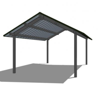 现代单檐凉亭SU模型下载_sketchup草图大师SKP模型