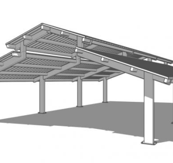 现代三角重檐亭子SU模型下载_sketchup草图大师SKP模型