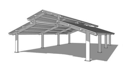 现代三角重檐亭子SU模型下载_sketchup草图大师SKP模型