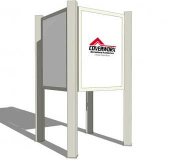 四柱立体广告牌SU模型下载_sketchup草图大师SKP模型