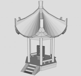 中式军魂碑亭SU模型下载_sketchup草图大师SKP模型
