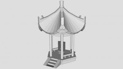 中式军魂碑亭SU模型下载_sketchup草图大师SKP模型