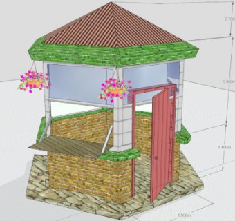 现代六角街亭报刊亭SU模型下载_sketchup草图大师SKP模型