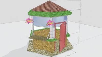 现代六角街亭报刊亭SU模型下载_sketchup草图大师SKP模型