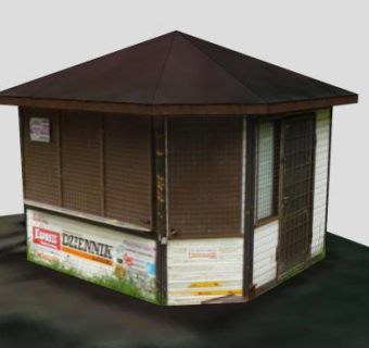 小型乡镇报刊亭SU模型下载_sketchup草图大师SKP模型