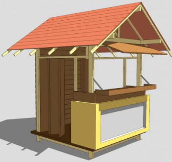 木制街亭报刊亭SU模型下载_sketchup草图大师SKP模型