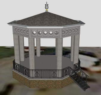 新中式公园凉亭SU模型下载_sketchup草图大师SKP模型