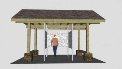 现代隔板凉亭SU模型下载_sketchup草图大师SKP模型