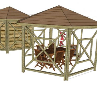 户外餐厅亭台SU模型下载_sketchup草图大师SKP模型