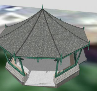 中式古典八角亭SU模型下载_sketchup草图大师SKP模型