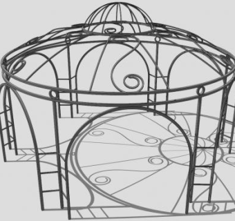 现代创意铁艺亭子SU模型下载_sketchup草图大师SKP模型