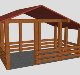 现代木制亭子SU模型下载_sketchup草图大师SKP模型