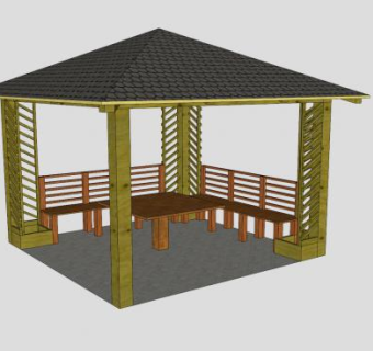 夏季庇荫凉亭SU模型下载_sketchup草图大师SKP模型